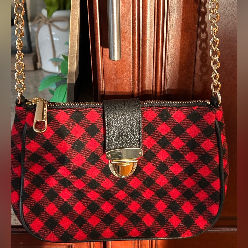 Talbots Plaid Gold Push lock Chain Crossbody Bag